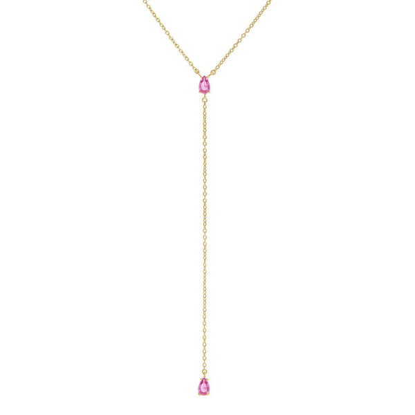 CL0105GF Γυναικείο κολιέ LAURA P. Pink Lady από ασήμι 925 με φλοιό χρυσού και ζιργκόν