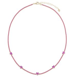 Γυναικείο κολιέ LAURA P. Pink Lady από ασήμι 925 με φλοιό χρυσού και ζιργκόν