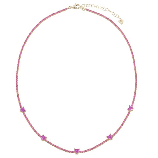 CL0108GF Γυναικείο κολιέ LAURA P. Pink Lady από ασήμι 925 με φλοιό χρυσού και ζιργκόν