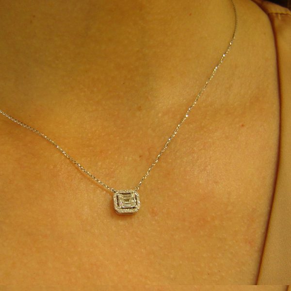 DSC03079F Γυναικείο κολιέ ροζέτα DIAMONDJOOLS από λευκό χρυσό Κ18 με διαμάντια