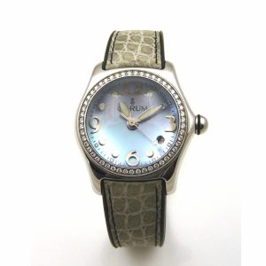 Γυναικείο ρολόι CORUM Bubble με διαμάντια & δερμάτινο λουρί