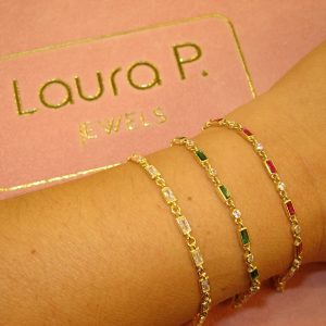 Γυναικείο βραχιόλι LAURA P. Cocktail από ασήμι 925 με φλοιό χρυσού και ζιργκόν