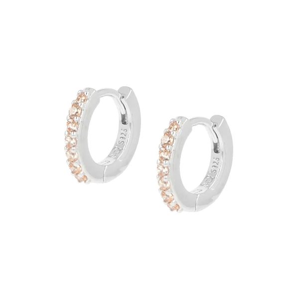 Γυναικεία σκουλαρίκια κρικάκια AMEN από ροδιωμένο ασήμι 925 με ζιργκόν