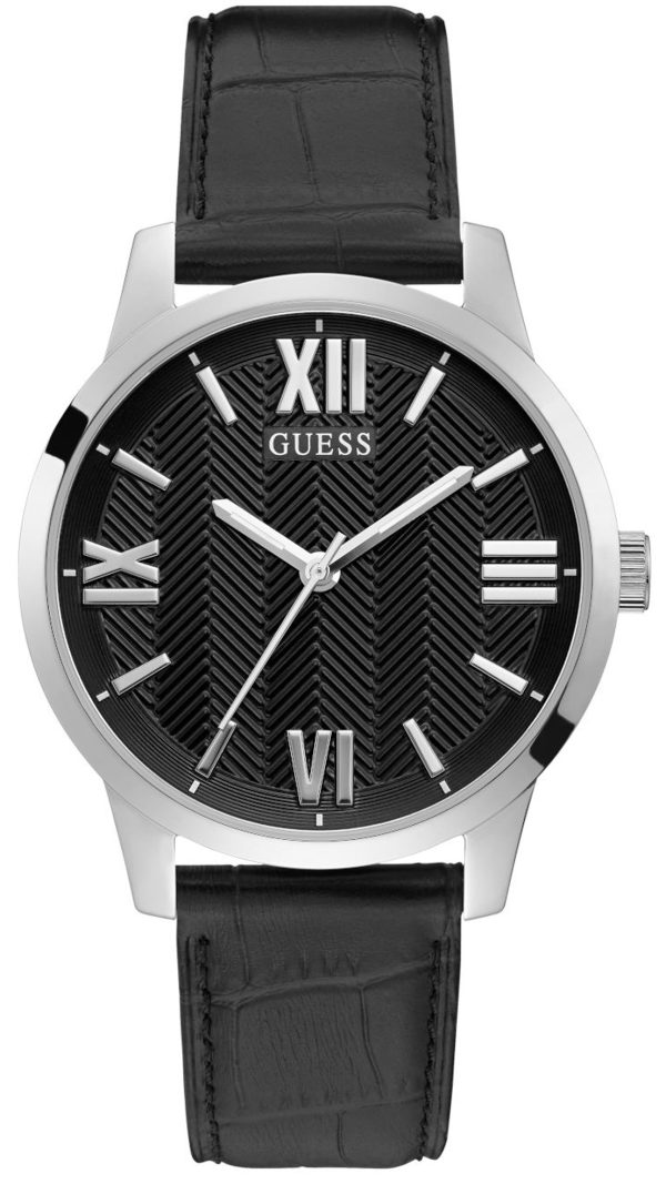 GUESS-CAMPBELL-GW0250G1-Ανδρικό-Ρολόι-Quartz-Ακριβείας Ανδρικό ρολόι GUESS με μαύρο δερμάτινο λουράκι