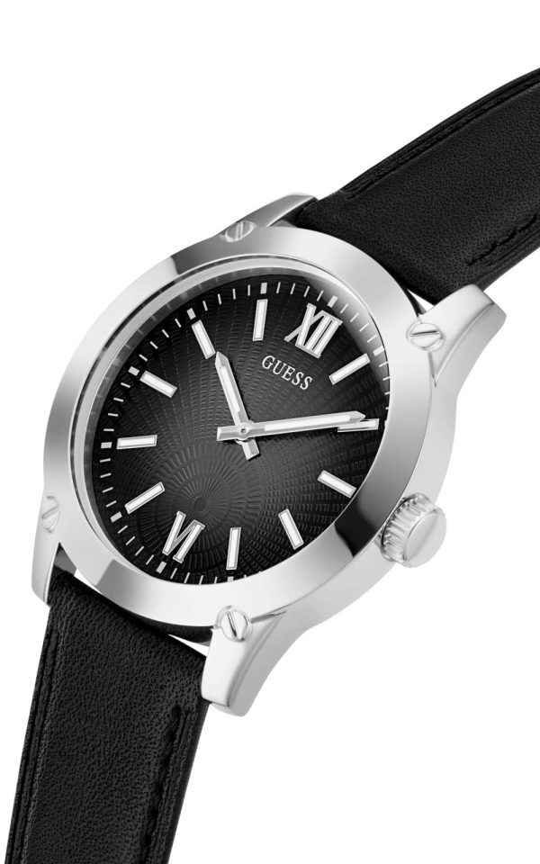 GUESS-CRESCENT-GW0628G1-Quartz-4 Ανδρικό ρολόι GUESS Crescent με μαύρο δερμάτινο λουρί