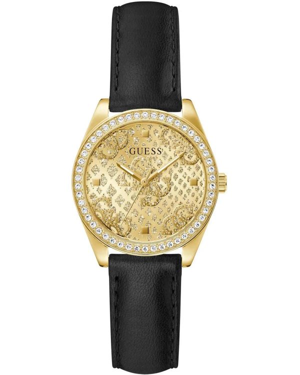 GUESS-GW0989L2_1 Γυναικείο ρολόι GUESS Boa με μαύρο λουρί δερμάτινο
