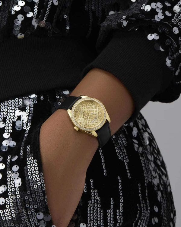 GUESS-GW0989L2_2 Γυναικείο ρολόι GUESS Boa με μαύρο λουρί δερμάτινο