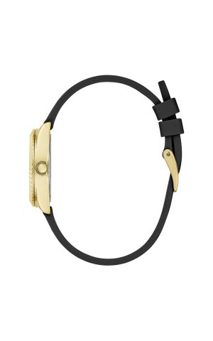 Γυναικείο ρολόι GUESS Mini Luna με μαύρο καουτσούκ λουρί
