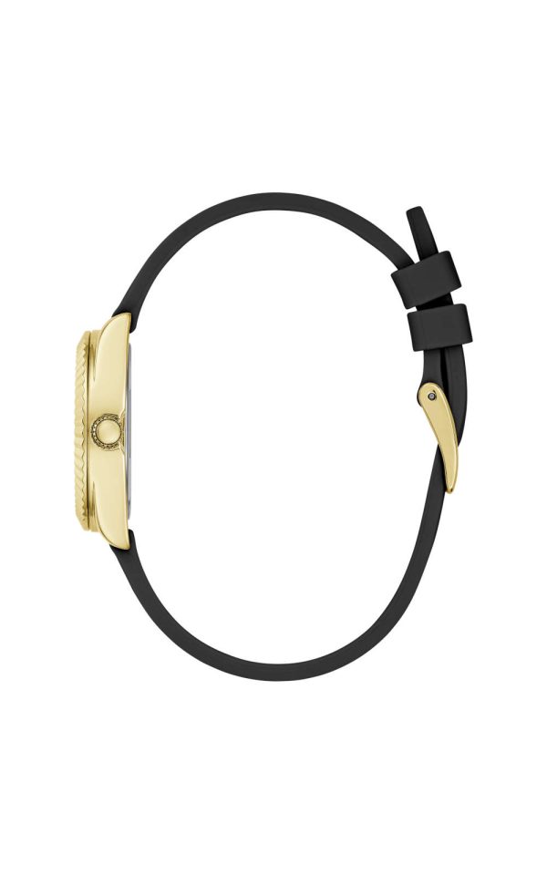 Γυναικείο ρολόι GUESS Mini Luna με μαύρο καουτσούκ λουρί