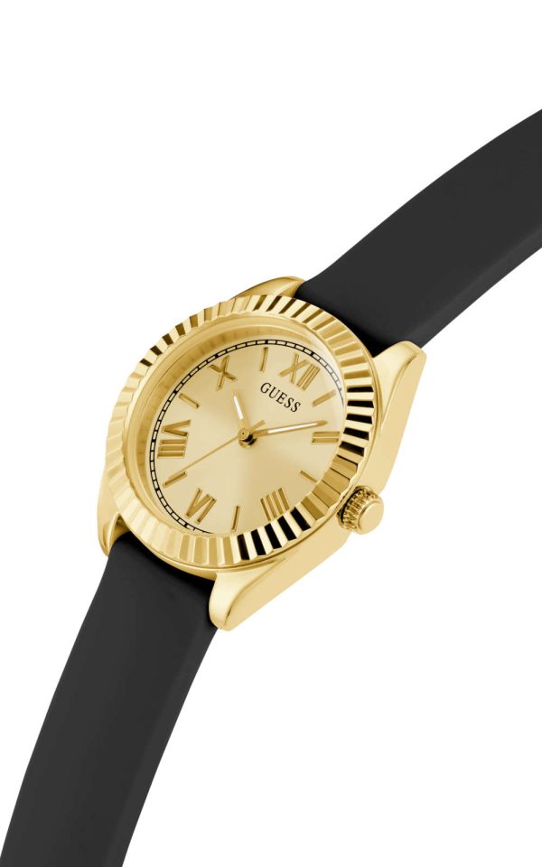 Γυναικείο ρολόι GUESS Mini Luna με μαύρο καουτσούκ λουρί