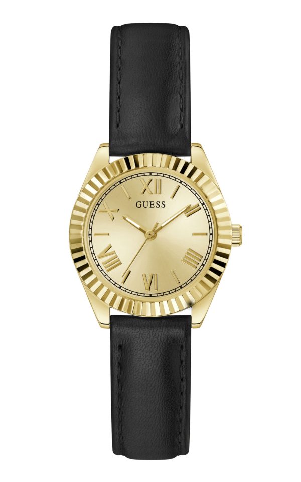 GUESS-MINI-LUNA-GW0761L1-Quartz- Γυναικείο ρολόι GUESS Mini Luna με μαύρο δερμάτινο λουρί