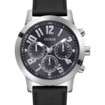 Ανδρικό ρολόι GUESS Parker Multi Function με μαύρο δερμάτινο λουρί