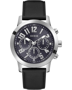 Ανδρικό ρολόι GUESS Parker Multi Function με μαύρο δερμάτινο λουρί