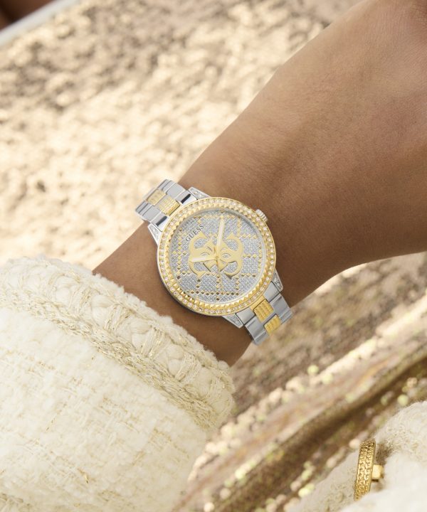 GW0944L3_N-1 Γυναικείο ρολόι GUESS G Lace με δίχρωμο μπρασελέ