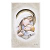 LE-08.33104 Εικόνα fresco 13x20 "ΠΑΝΑΓΙΑ ΜΕ ΧΡΙΣΤΟ" σε ξύλο με ζωγραφική και ασήμι