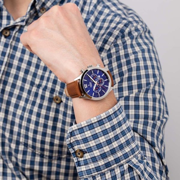 Aνδρικό ρολόι FESTINA Chronograph με δερμάτινο λουρί
