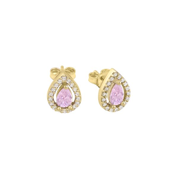 Γυναικεία σκουλαρίκια LAURA P. Precious από ασήμι 925 με φλοιό χρυσού και ζιργκόν