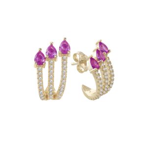 OR0200GBF Γυναικεία σκουλαρίκια LAURA P. Pink Lady από ασήμι 925 με φλοιό χρυσού και ζιργκόν