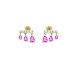 OR0206GBF Γυναικεία σκουλαρίκια LAURA P. Pink Lady από ασήμι 925 με φλοιό χρυσού και ζιργκόν