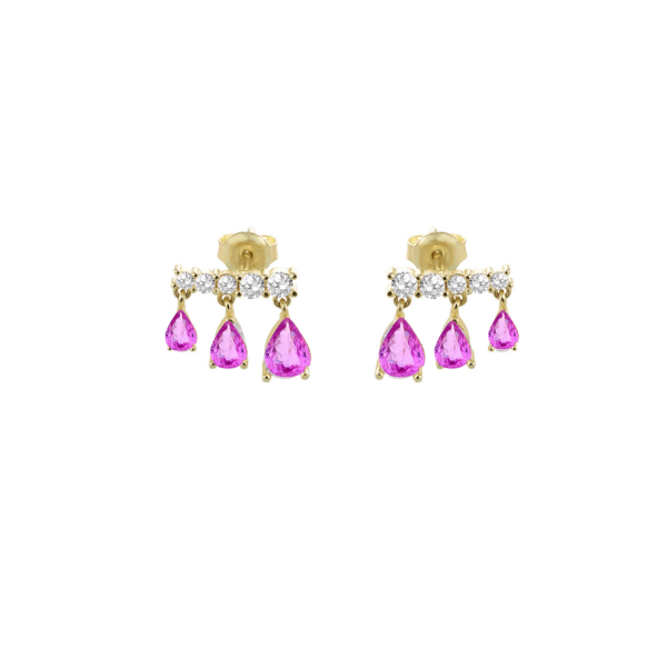 OR0206GBF Γυναικεία σκουλαρίκια LAURA P. Pink Lady από ασήμι 925 με φλοιό χρυσού και ζιργκόν