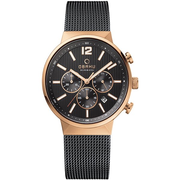 STORM_NIGHT_V180GCVBMB-f50 Ανδρικό ρολόι OBAKU Storm Night Chronograph με μπρασελέ