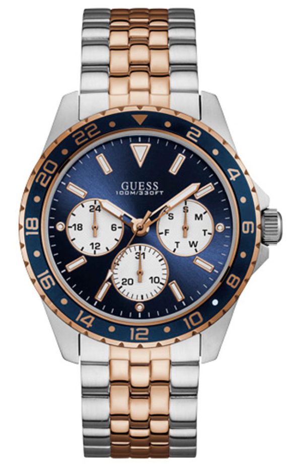 Ανδρικό ρολόι GUESS Multifunction με δίχρωμο μπρασελέ
