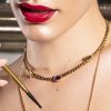 Γυναικείο κολιέ REBECCA cocktail με φλοιό χρυσού Κ24