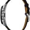 bulova-curv Ανδρικό ρολόι BULOVA Curv Collection Chronograph με μαύρο δερμάτινο λουρί