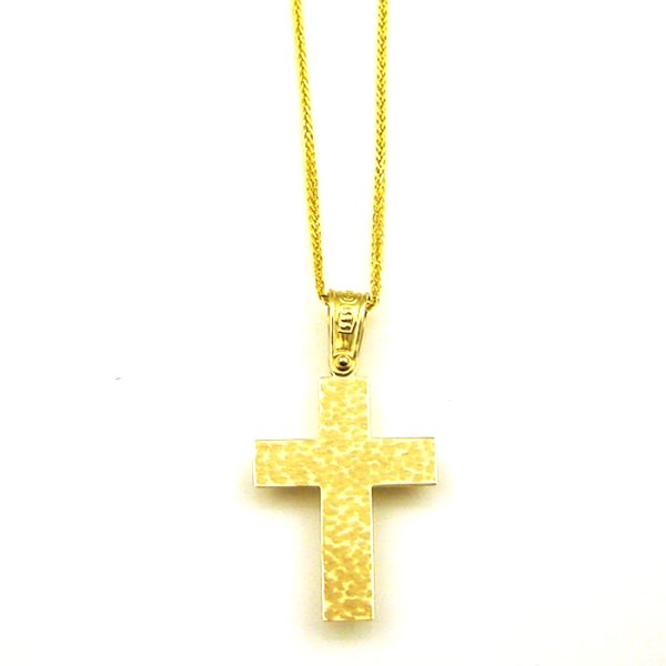 cross147 Γυναικείος σταυρός από κίτρινο & λευκό χρυσό Κ14