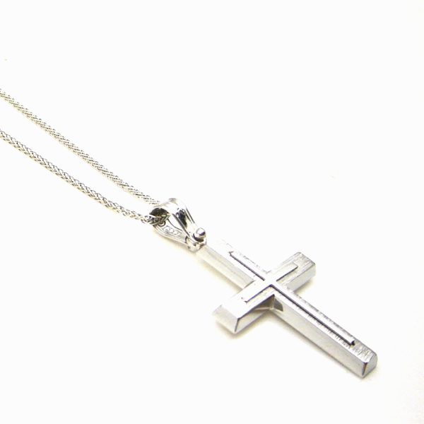 cross160 Αντρικός σταυρός από λευκό χρυσό Κ14