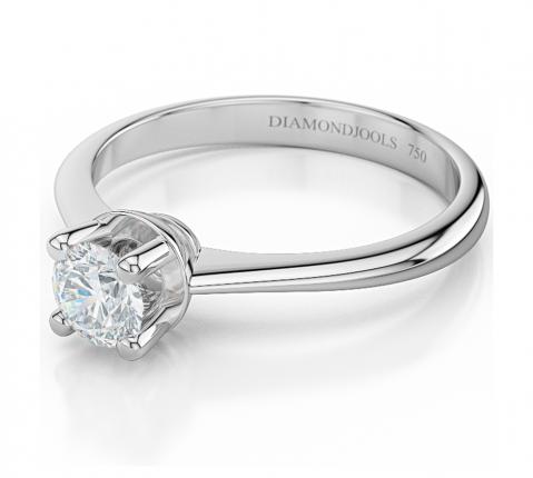 djs22 Μονόπετρο δαχτυλίδι DIAMONDJOOLS από λευκό χρυσό Κ18 με διαμάντι BR:0.26ct