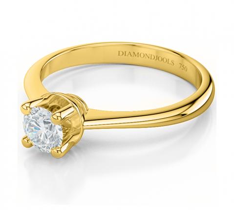 Μονόπετρο δαχτυλίδι DIAMONDJOOLS από κίτρινο χρυσό Κ18 με διαμάντι BR:0.30ct