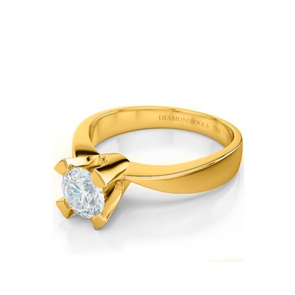 Μονόπετρο δαχτυλίδι DIAMONDJOOLS από κίτρινο χρυσό Κ18 με διαμάντι BR:0.32ct