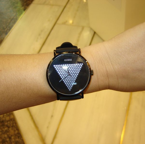 gs35 Unisex ρολόι GUESS W1161G2 με μαύρο καουτσούκ λουρί