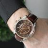 Ανδρικό ρολόι GUESS Collection με καφέ δερμάτινο κροκό λουρί