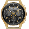 Αντρικό ρολόι BULOVA Curv Chronograph με μαύρο δερμάτινο λουρί