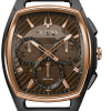 Ανδρικό ρολόι BULOVA Curv Collection Chronograph με καφέ δερμάτινο λουρί