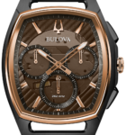 Ανδρικό ρολόι BULOVA Curv Collection Chronograph με καφέ δερμάτινο λουρί