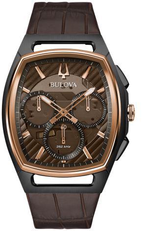 image9 Ανδρικό ρολόι BULOVA Curv Collection Chronograph με καφέ δερμάτινο λουρί