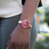 Γυναικείο ρολόι OBAKU Sol Cherry με κερασί δερμάτινο λουρί