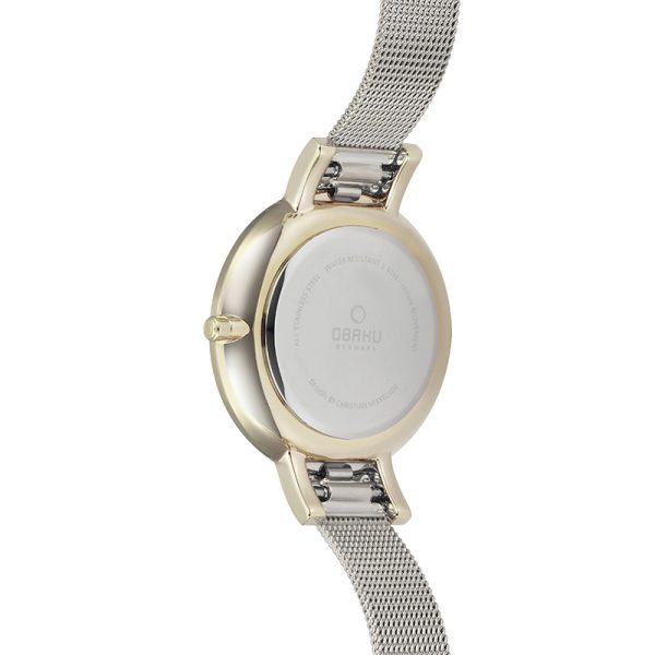 oba45 Γυναικείο ρολόι OBAKU Lun Gold Bl δίχρωμο με μπρασελέ