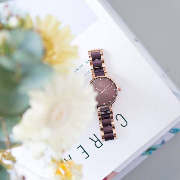 Γυναικείο ρολόι OBAKU Glad Wallnut V189LXVJSJ με μπρασελέ