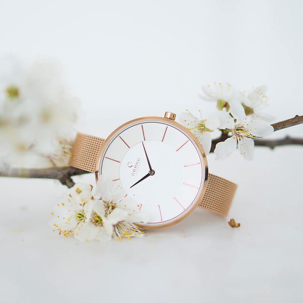 oba58 Watch OBAKU Sand Rose Watch OBAKU Spire Azure with mesh bracelet