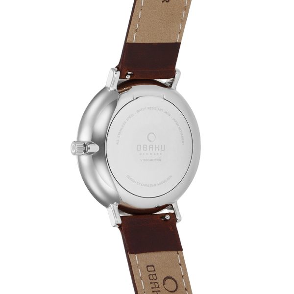 Ανδρικό ρολόι OBAKU Flod Mocha με ταμπά δερμάτινο λουρί