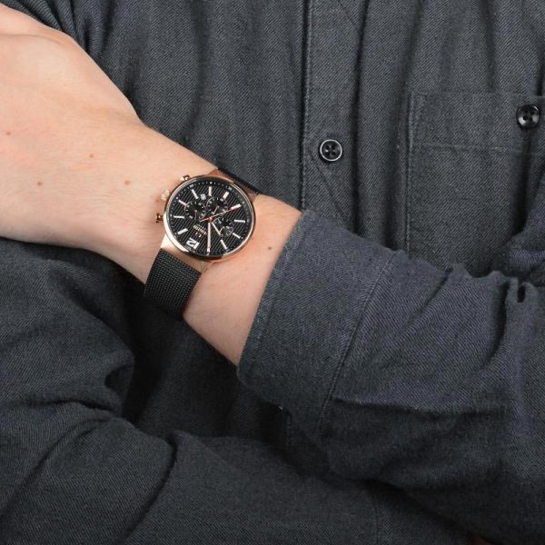 oba78 Ανδρικό ρολόι OBAKU Storm Night Chronograph με μπρασελέ