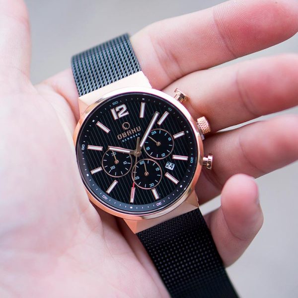 oba79 Ανδρικό ρολόι OBAKU Storm Night Chronograph με μπρασελέ
