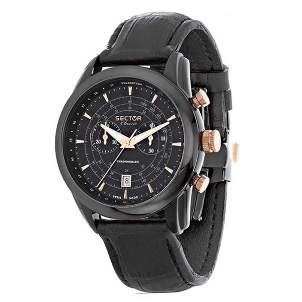 r32717850011 Ανδρικό ρολόι SECTOR CLASSIC με μαύρο δερμάτινο λουρί