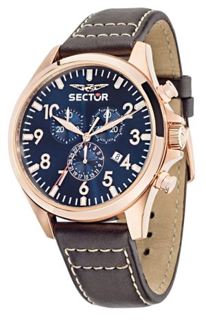 Ανδρικό ρολόι SECTOR 180 Chronograph R3271690019 με καφέ δερμάτινο λουρί