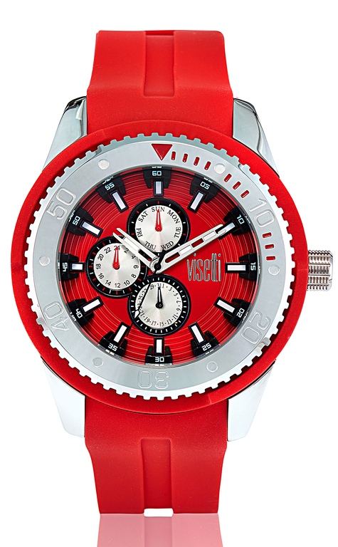 visetti3 Αντρικό ρολόι VISETTI Cruiser Multi function με κόκκινο λουρί σιλικόνης